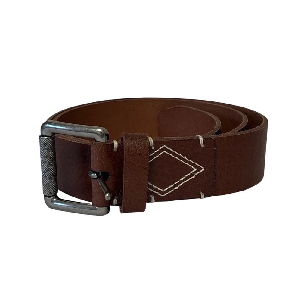 Lucky Brand Men’s Novelty Stitch Belt in Brown Genuine Leather - Size 34
